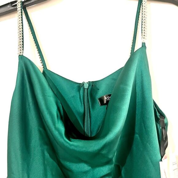 NWT AQUA Satin Cowl Open Back Gown - evening dress size 4 emerald - Picture 4 of 13